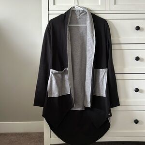Black and grey tunic length jacket (size small)